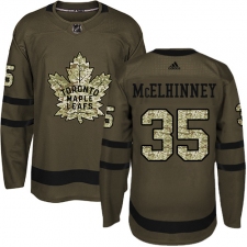 Youth Adidas Toronto Maple Leafs #35 Curtis McElhinney Authentic Green Salute to Service NHL Jersey
