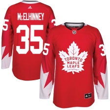 Youth Adidas Toronto Maple Leafs #35 Curtis McElhinney Authentic Red Alternate NHL Jersey