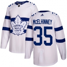 Youth Adidas Toronto Maple Leafs #35 Curtis McElhinney Authentic White 2018 Stadium Series NHL Jersey