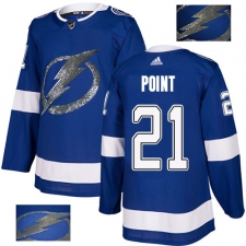 Men's Adidas Tampa Bay Lightning #21 Brayden Point Authentic Royal Blue Fashion Gold NHL Jersey