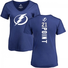 NHL Women's Adidas Tampa Bay Lightning #21 Brayden Point Royal Blue Backer T-Shirt