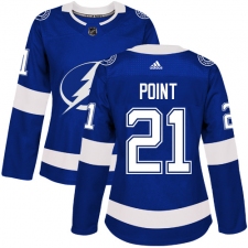 Women's Adidas Tampa Bay Lightning #21 Brayden Point Authentic Royal Blue Home NHL Jersey
