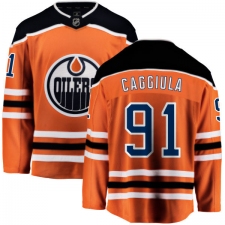 Men's Edmonton Oilers #91 Drake Caggiula Fanatics Branded Orange Home Breakaway NHL Jersey