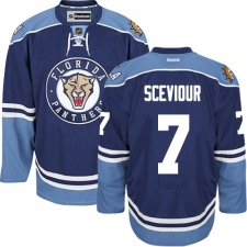Men's Reebok Florida Panthers #7 Colton Sceviour Premier Navy Blue Third NHL Jersey