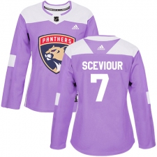 Women's Adidas Florida Panthers #7 Colton Sceviour Authentic Purple Fights Cancer Practice NHL Jersey