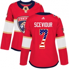 Women's Adidas Florida Panthers #7 Colton Sceviour Authentic Red USA Flag Fashion NHL Jersey