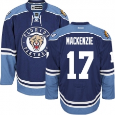Men's Reebok Florida Panthers #17 Derek MacKenzie Premier Navy Blue Third NHL Jersey