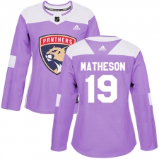 Women's Adidas Florida Panthers #19 Michael Matheson Authentic Purple Fights Cancer Practice NHL Jersey