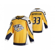 Men's Nashville Predators #33 Viktor Arvidsson Yellow 2020-21 Reverse Retro Alternate Hockey Jersey
