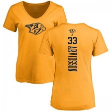NHL Women's Adidas Nashville Predators #33 Viktor Arvidsson Gold One Color Backer T-Shirt