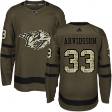 Youth Adidas Nashville Predators #33 Viktor Arvidsson Authentic Green Salute to Service NHL Jersey