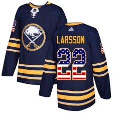 Men's Adidas Buffalo Sabres #22 Johan Larsson Authentic Navy Blue USA Flag Fashion NHL Jersey