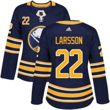 Women's Adidas Buffalo Sabres #22 Johan Larsson Premier Navy Blue Home NHL Jersey