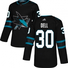 Men's Adidas San Jose Sharks #30 Aaron Dell Premier Black Alternate NHL Jersey