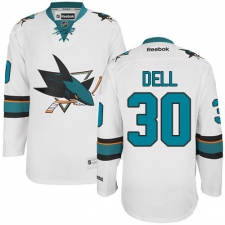 Women's Reebok San Jose Sharks #30 Aaron Dell Authentic White Away NHL Jersey