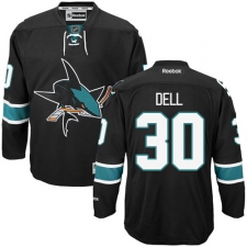 Women's Reebok San Jose Sharks #30 Aaron Dell Premier Black Third NHL Jersey