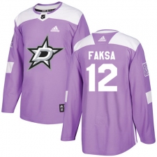 Men's Adidas Dallas Stars #12 Radek Faksa Authentic Purple Fights Cancer Practice NHL Jersey