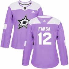 Women's Adidas Dallas Stars #12 Radek Faksa Authentic Purple Fights Cancer Practice NHL Jersey