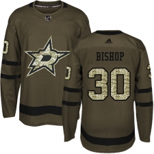 Youth Adidas Dallas Stars #30 Ben Bishop Authentic Green Salute to Service NHL Jersey