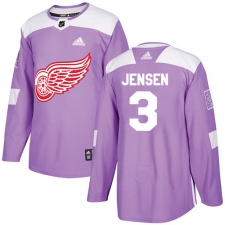 Men's Adidas Detroit Red Wings #3 Nick Jensen Authentic Purple Fights Cancer Practice NHL Jersey