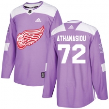 Men's Adidas Detroit Red Wings #72 Andreas Athanasiou Authentic Purple Fights Cancer Practice NHL Jersey
