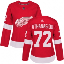 Women's Adidas Detroit Red Wings #72 Andreas Athanasiou Authentic Red Home NHL Jersey