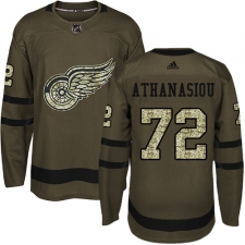 Youth Adidas Detroit Red Wings #72 Andreas Athanasiou Authentic Green Salute to Service NHL Jersey