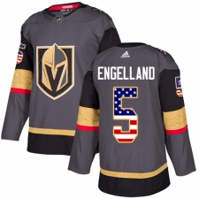 Men's Adidas Vegas Golden Knights #5 Deryk Engelland Authentic Gray USA Flag Fashion NHL Jersey