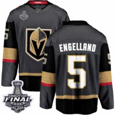 Men's Vegas Golden Knights #5 Deryk Engelland Authentic Black Home Fanatics Branded Breakaway 2018 Stanley Cup Final NHL Jersey