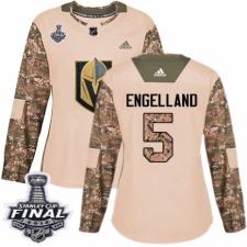 Women's Adidas Vegas Golden Knights #5 Deryk Engelland Authentic Camo Veterans Day Practice 2018 Stanley Cup Final NHL Jersey