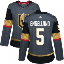 Women's Adidas Vegas Golden Knights #5 Deryk Engelland Authentic Gray Home NHL Jersey