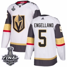 Women's Adidas Vegas Golden Knights #5 Deryk Engelland Authentic White Away 2018 Stanley Cup Final NHL Jersey
