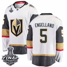 Youth Vegas Golden Knights #5 Deryk Engelland Authentic White Away Fanatics Branded Breakaway 2018 Stanley Cup Final NHL Jersey