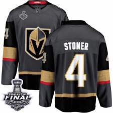 Men's Vegas Golden Knights #4 Clayton Stoner Authentic Black Home Fanatics Branded Breakaway 2018 Stanley Cup Final NHL Jersey
