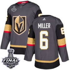 Men's Adidas Vegas Golden Knights #6 Colin Miller Authentic Gray Home 2018 Stanley Cup Final NHL Jersey