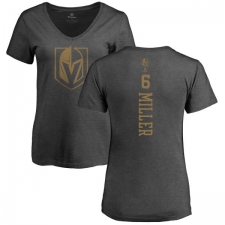 NHL Women's Adidas Vegas Golden Knights #6 Colin Miller Charcoal One Color Backer T-Shirt