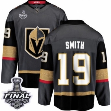 Men's Vegas Golden Knights #19 Reilly Smith Authentic Black Home Fanatics Branded Breakaway 2018 Stanley Cup Final NHL Jersey