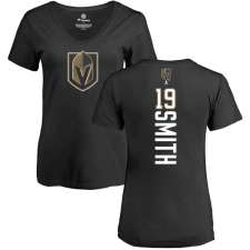 NHL Women's Adidas Vegas Golden Knights #19 Reilly Smith Black Backer Slim Fit V-Neck T-Shirt