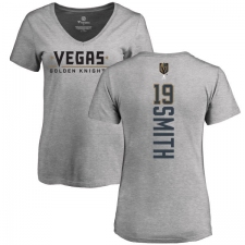 NHL Women's Adidas Vegas Golden Knights #19 Reilly Smith Gray Backer Slim Fit V-Neck T-Shirt
