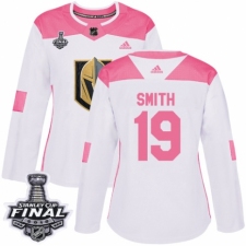 Women's Adidas Vegas Golden Knights #19 Reilly Smith Authentic White/Pink Fashion 2018 Stanley Cup Final NHL Jersey