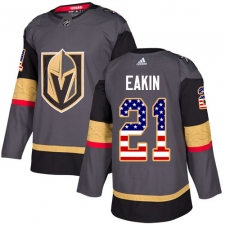 Men's Adidas Vegas Golden Knights #21 Cody Eakin Authentic Gray USA Flag Fashion NHL Jersey