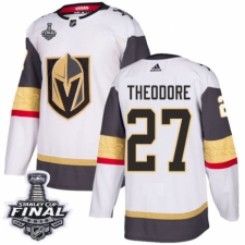 Men's Adidas Vegas Golden Knights #27 Shea Theodore Authentic White Away 2018 Stanley Cup Final NHL Jersey
