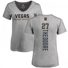 NHL Women's Adidas Vegas Golden Knights #27 Shea Theodore Gray Backer Slim Fit V-Neck T-Shirt