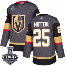 Men's Adidas Vegas Golden Knights #25 Stefan Matteau Authentic Gray Home 2018 Stanley Cup Final NHL Jersey