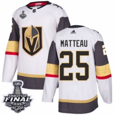 Men's Adidas Vegas Golden Knights #25 Stefan Matteau Authentic White Away 2018 Stanley Cup Final NHL Jersey