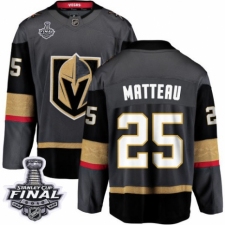 Men's Vegas Golden Knights #25 Stefan Matteau Authentic Black Home Fanatics Branded Breakaway 2018 Stanley Cup Final NHL Jersey