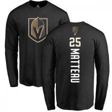 NHL Adidas Vegas Golden Knights #25 Stefan Matteau Black Backer Long Sleeve T-Shirt