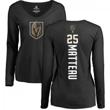 NHL Women's Adidas Vegas Golden Knights #25 Stefan Matteau Black Backer Slim Fit Long Sleeve T-Shirt