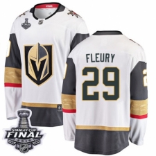 Men's Vegas Golden Knights #29 Marc-Andre Fleury Authentic White Away Fanatics Branded Breakaway 2018 Stanley Cup Final NHL Jersey