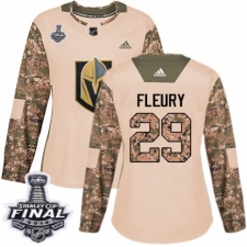 Women's Adidas Vegas Golden Knights #29 Marc-Andre Fleury Authentic Camo Veterans Day Practice 2018 Stanley Cup Final NHL Jersey